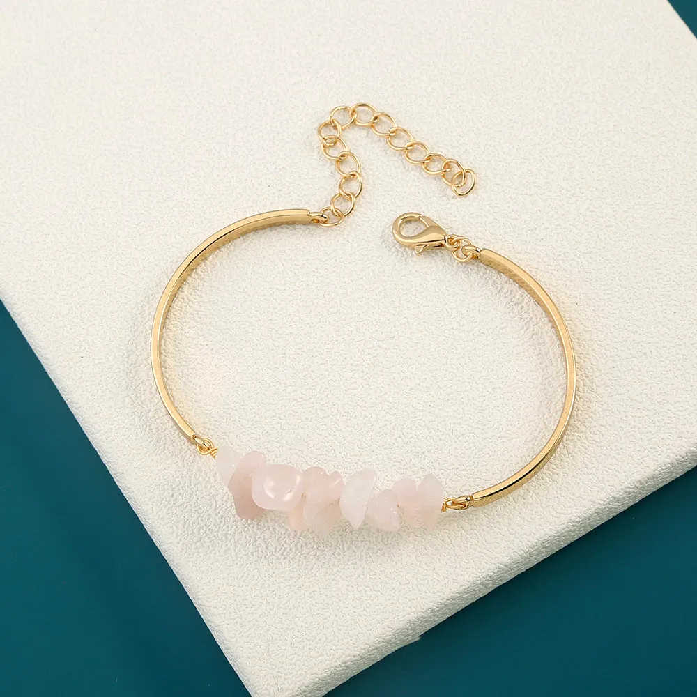 Alloy Crescent Natural Stone Bracelet