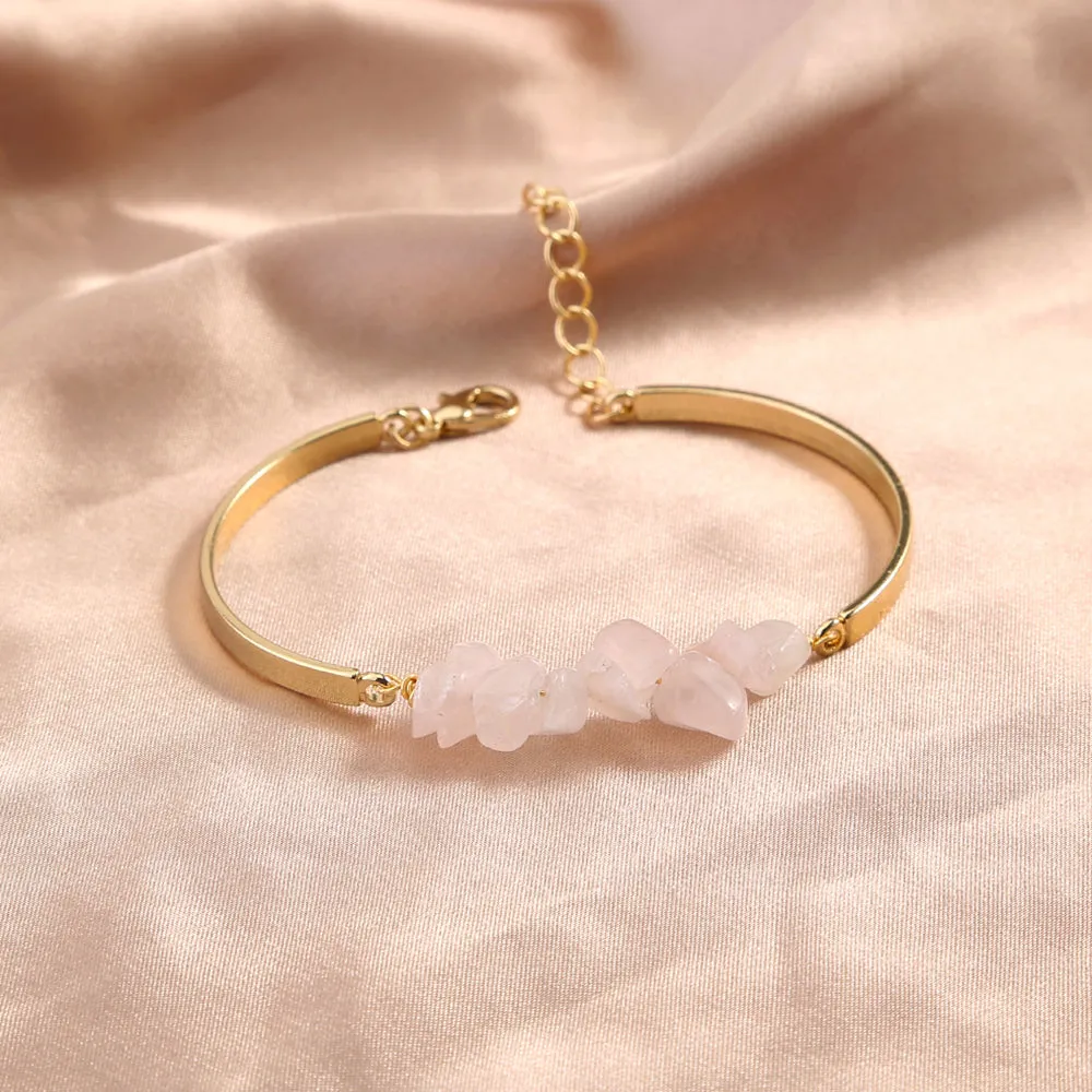 Alloy Crescent Natural Stone Bracelet