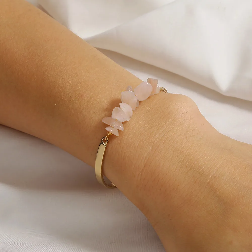 Alloy Crescent Natural Stone Bracelet