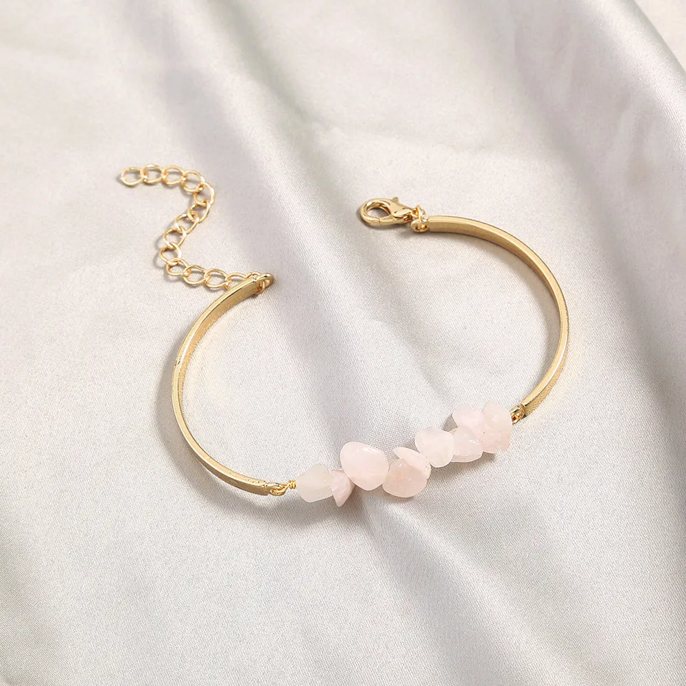 Alloy Crescent Natural Stone Bracelet