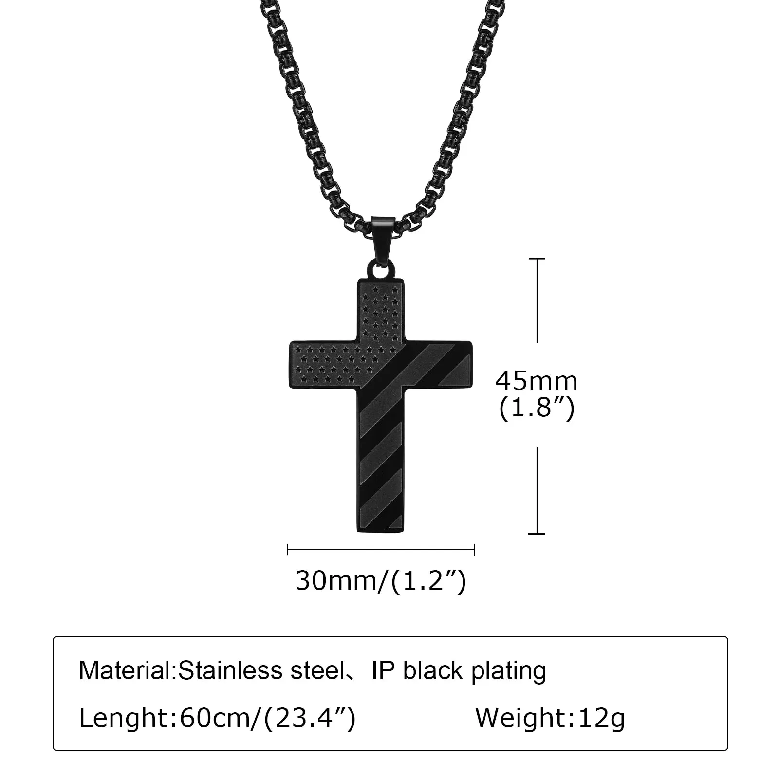 American Flag Cross Pendant Necklaces for Men Boys
