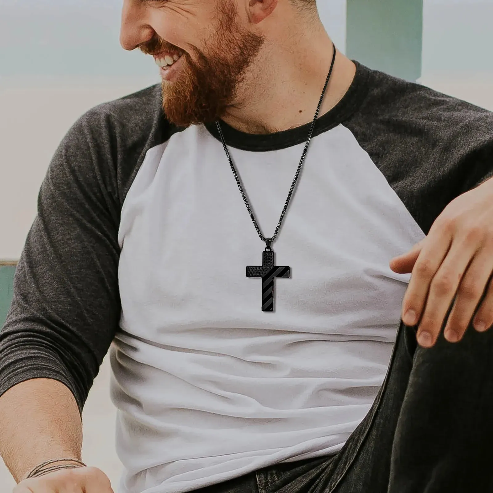 American Flag Cross Pendant Necklaces for Men Boys