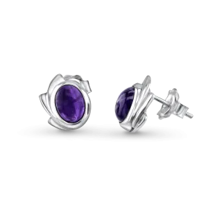 Amethyst and Silver Stud Earrings