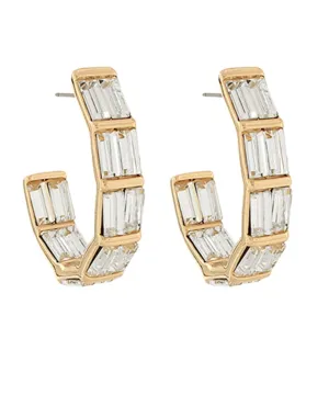 Angled Baguette Glass Hoops