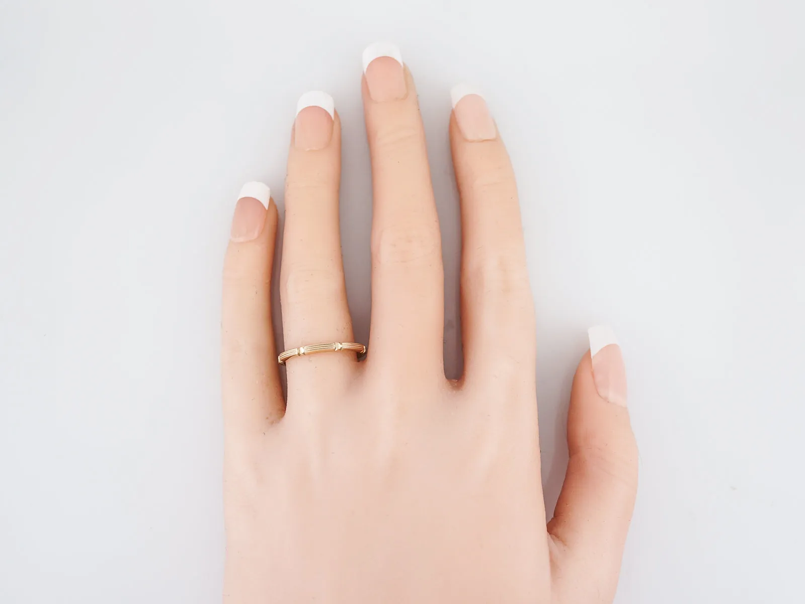 Antique Wedding Band Art Deco Milgrain Pattern in 14k Yellow Gold