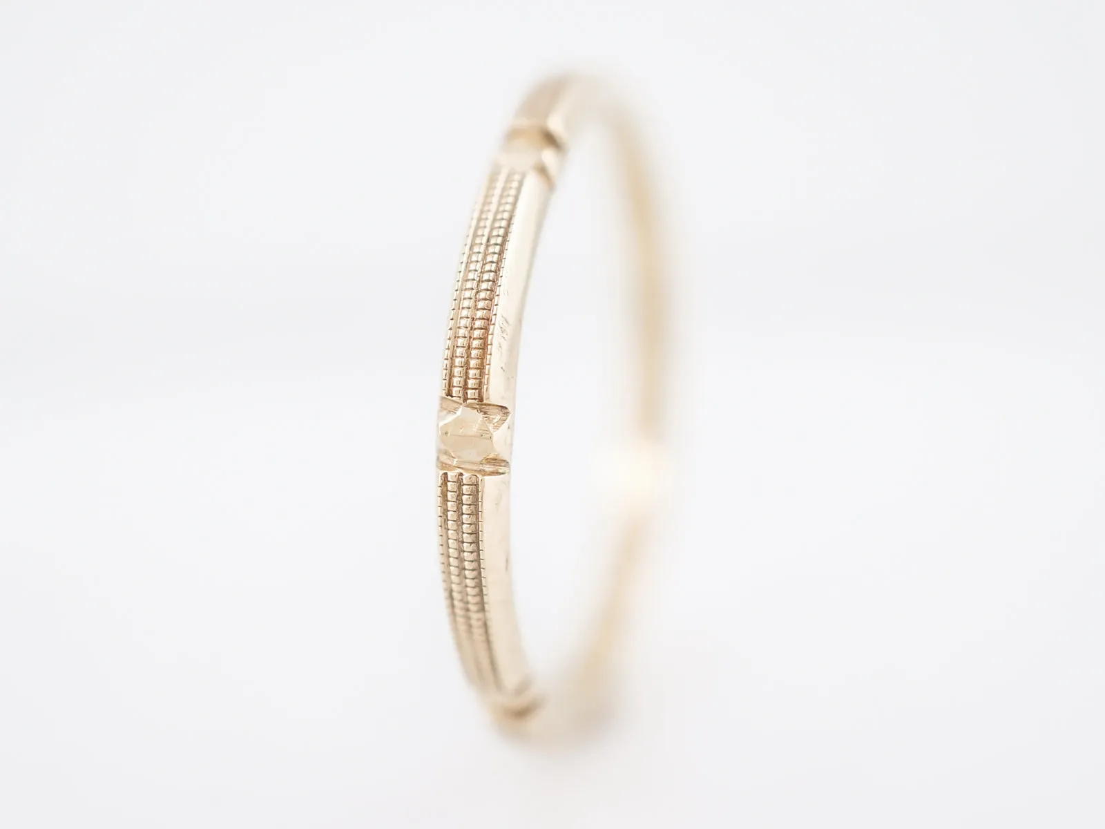 Antique Wedding Band Art Deco Milgrain Pattern in 14k Yellow Gold
