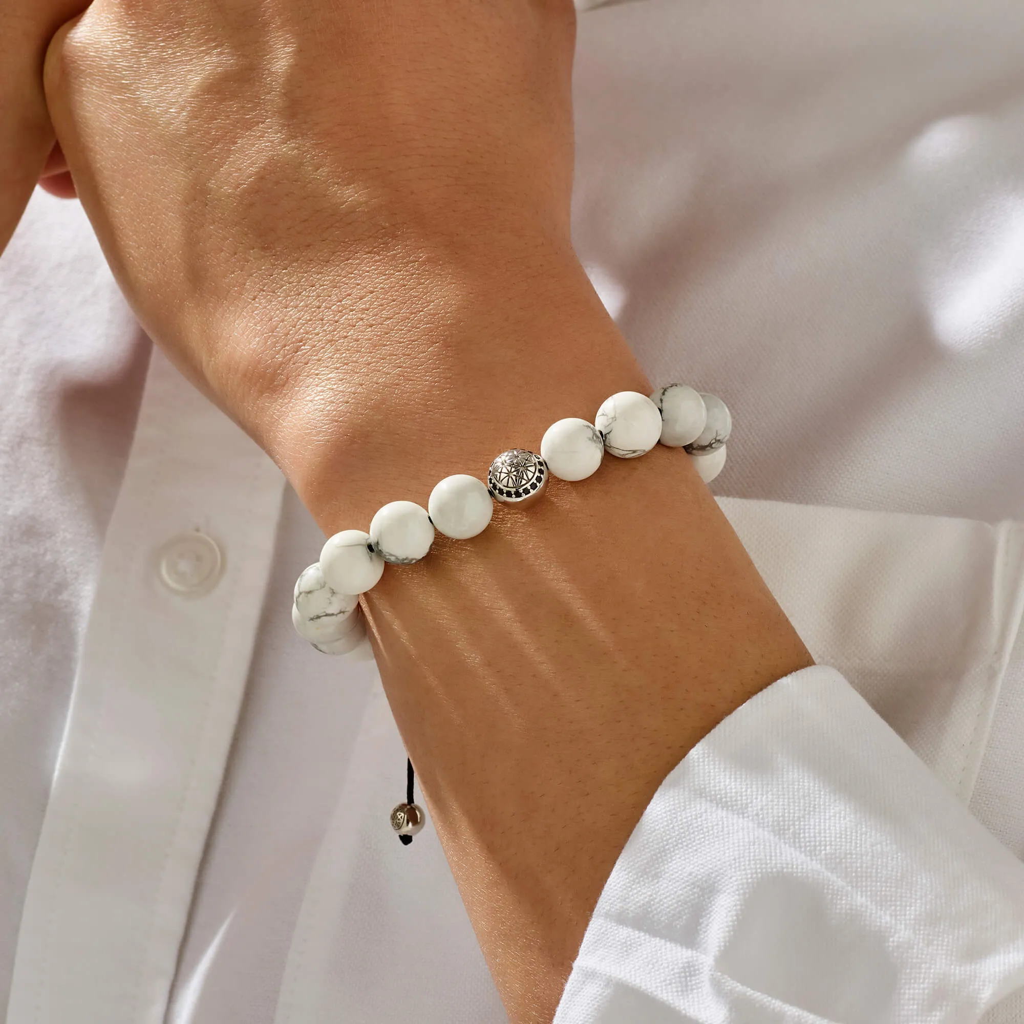 Atolyestone Beaded Macrame Bracelet - Silver