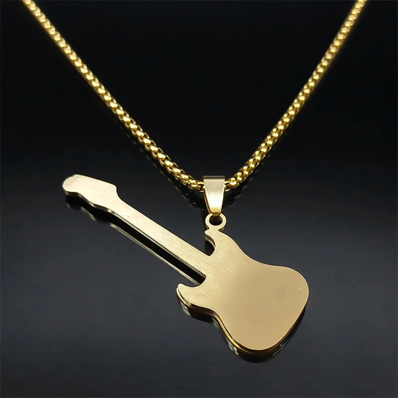 Attractive Guitar Musical Instrument Pendant Necklace for Women Men