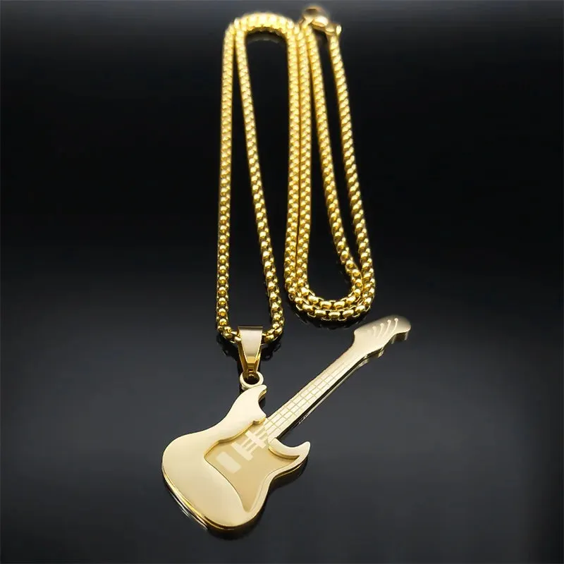 Attractive Guitar Musical Instrument Pendant Necklace for Women Men