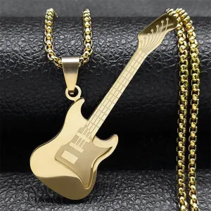 Attractive Guitar Musical Instrument Pendant Necklace for Women Men