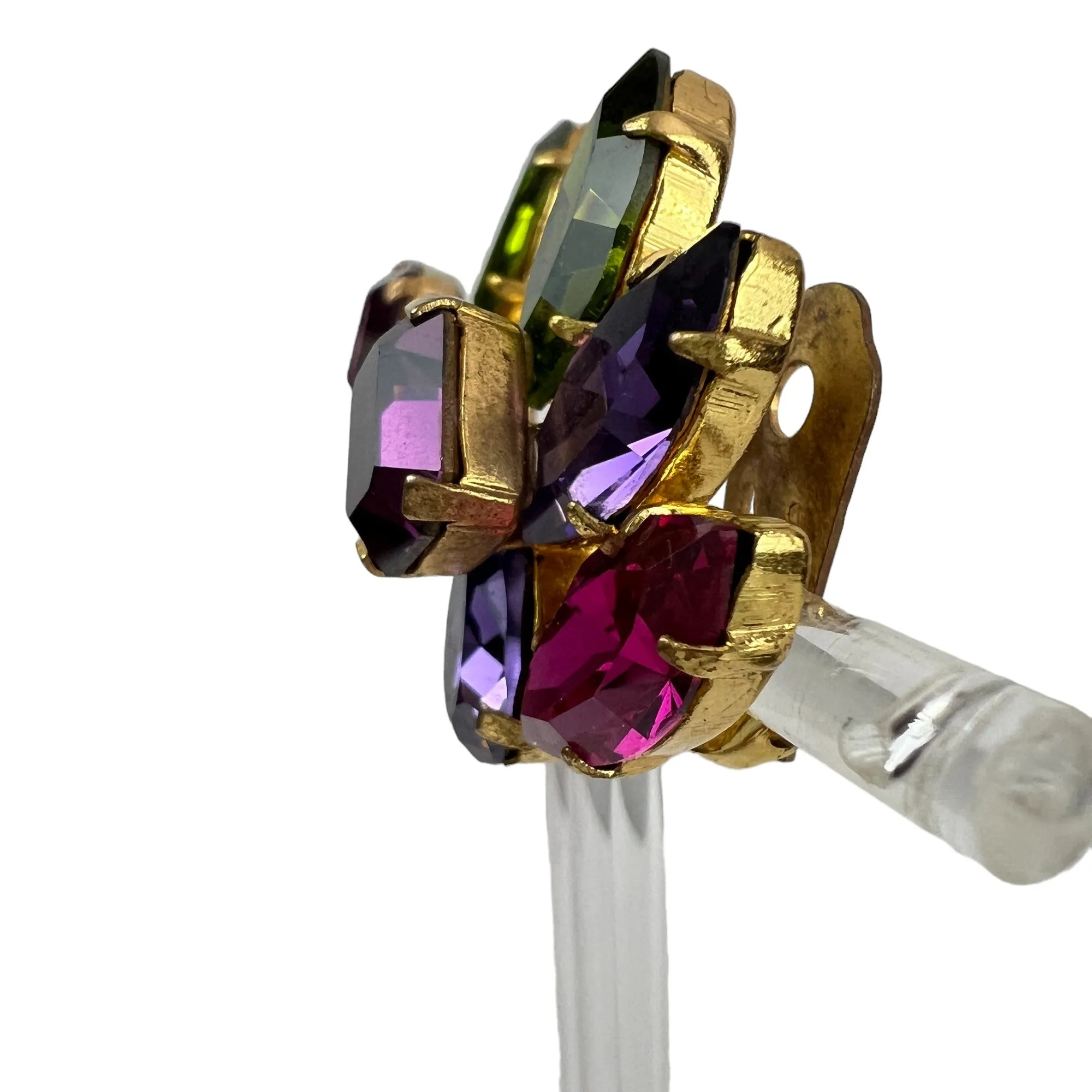 Austrian Crystal Mid Century Cluster Statement Clip on Earrings