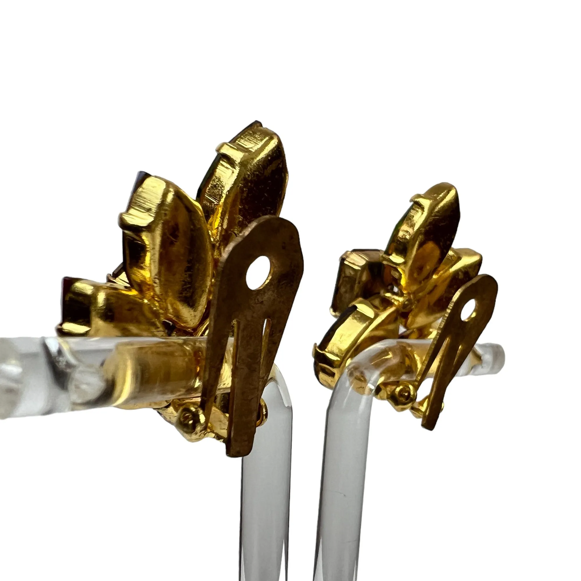 Austrian Crystal Mid Century Cluster Statement Clip on Earrings