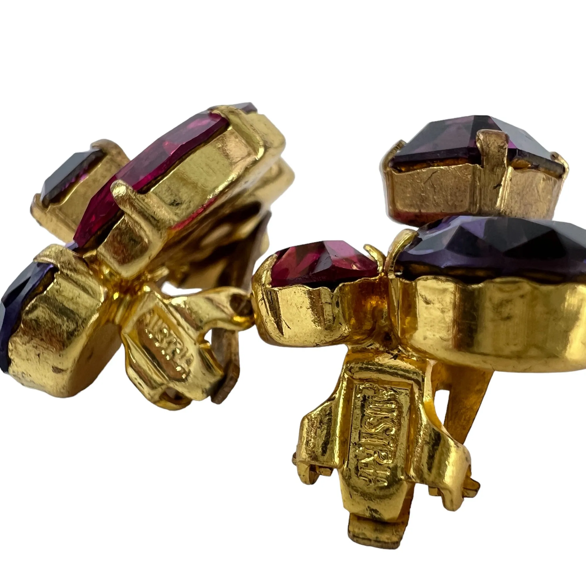 Austrian Crystal Mid Century Cluster Statement Clip on Earrings