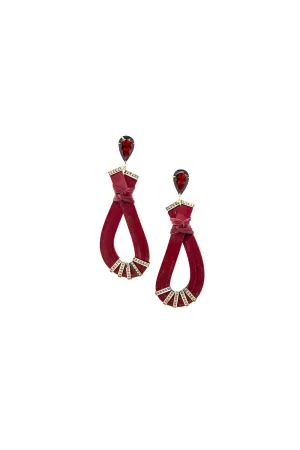Bamboo Red Earrings with Garnet Top and Light Brown Diamonds