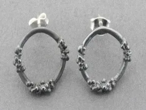 beaded circle hoop - oxidized silver