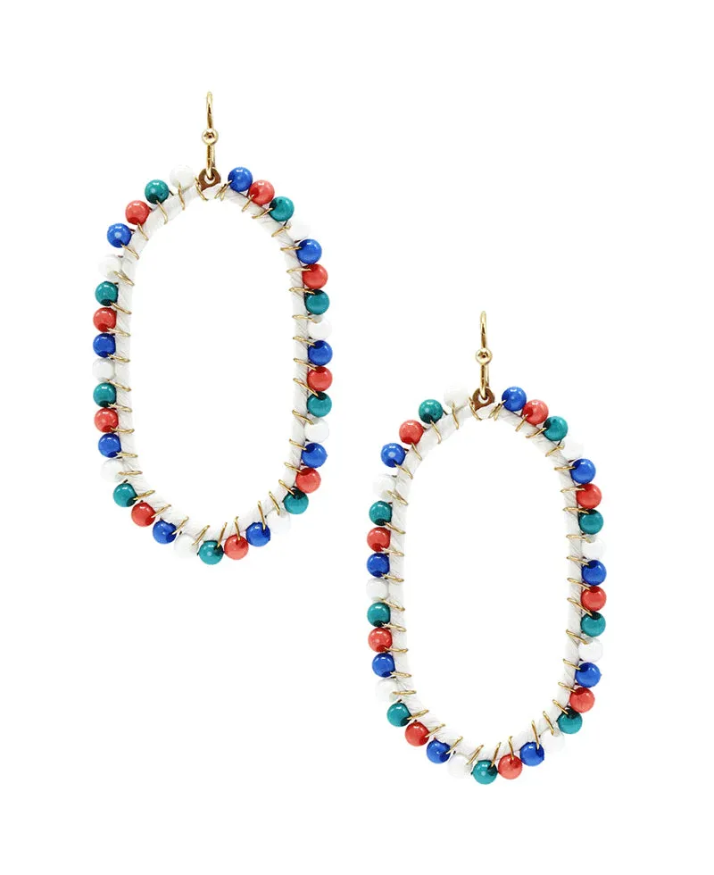Beaded Hexagon Earring- Available in Multiple Colors