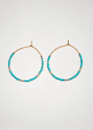 Beaded Summer Hoop in Turquoise