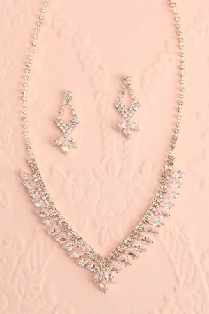 Bidule Gold | Crystal Earrings & Necklace Set