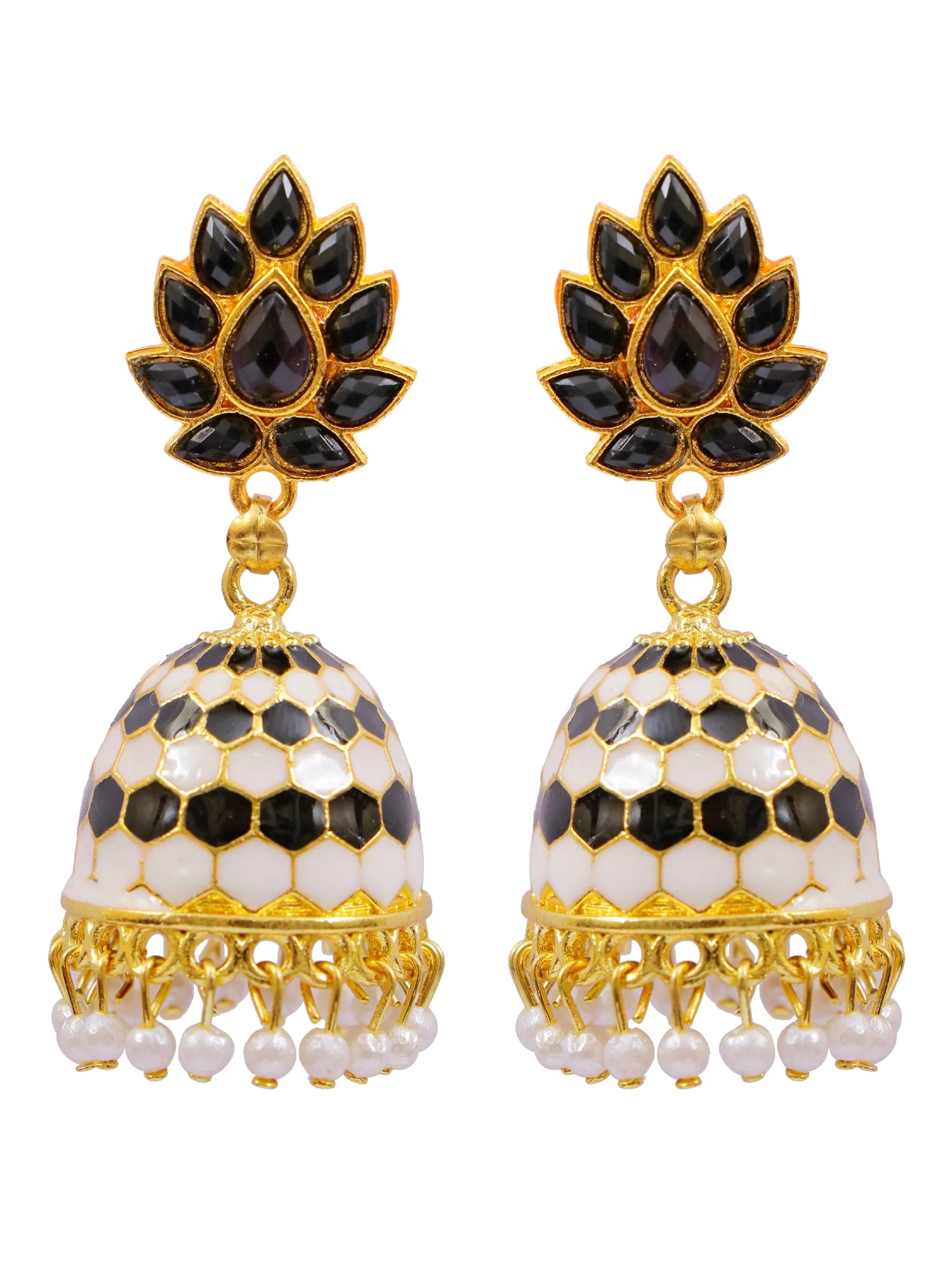 Black Earrings Jhumka: Gold Plated, Meenakari Design for Women and Girls