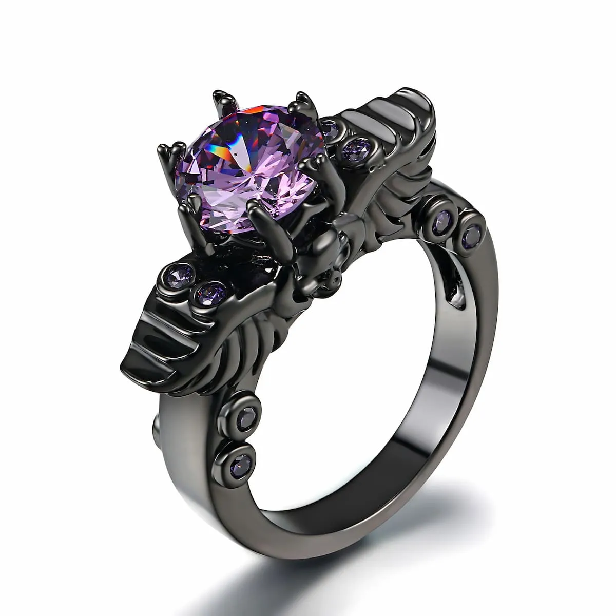 Black Skull Engagement Ring