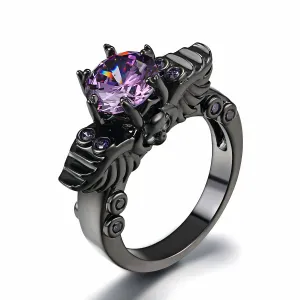 Black Skull Engagement Ring