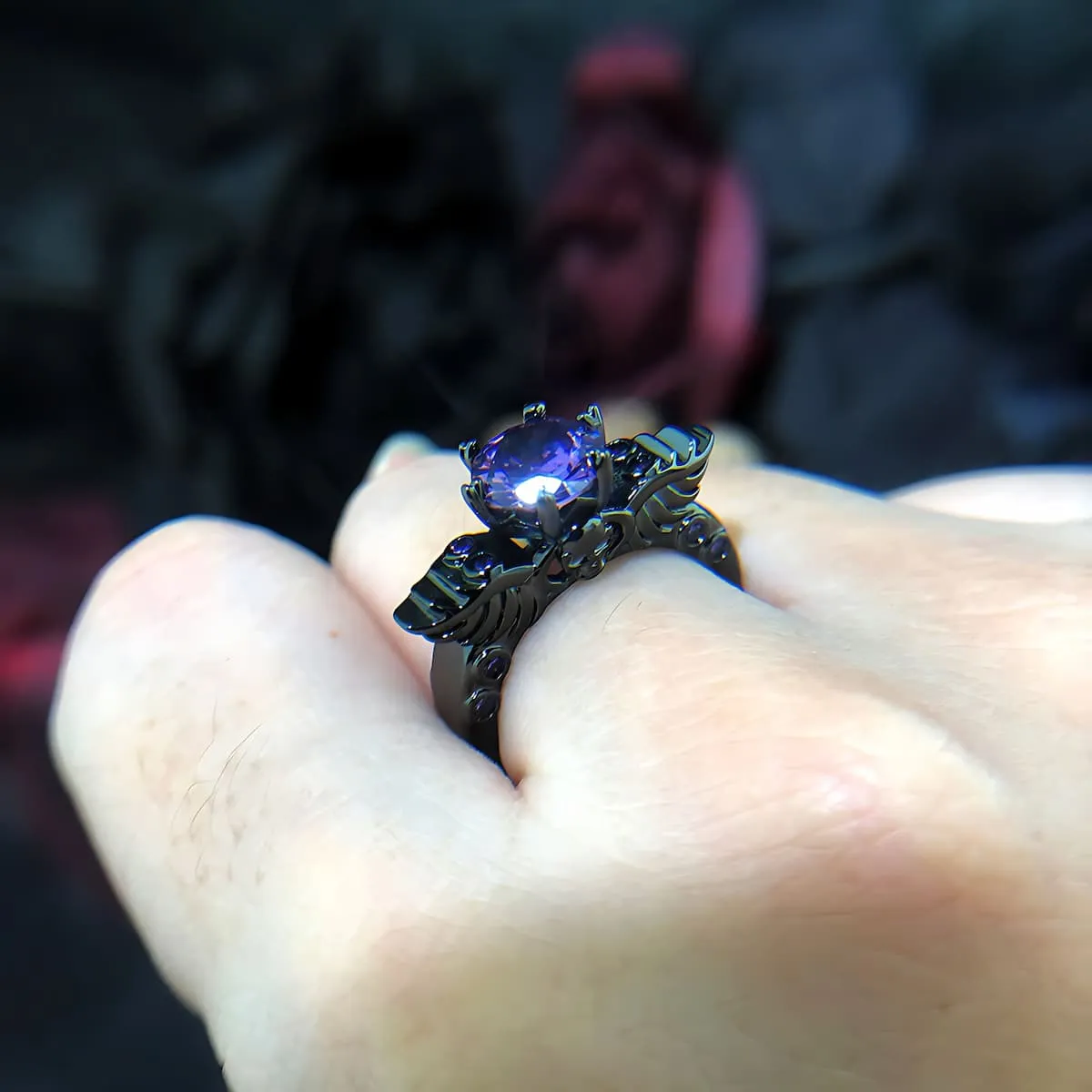 Black Skull Engagement Ring