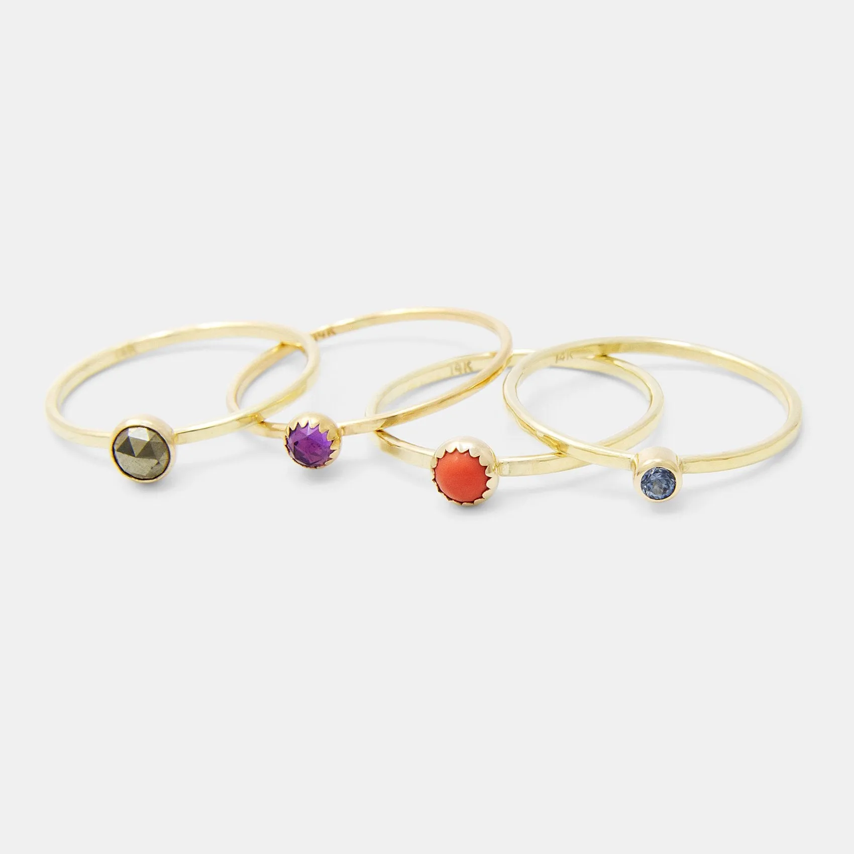 Black Spinel Solid Gold Stacking Ring