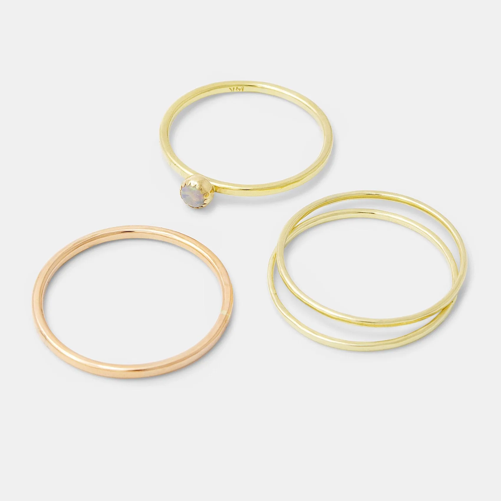 Black Spinel Solid Gold Stacking Ring