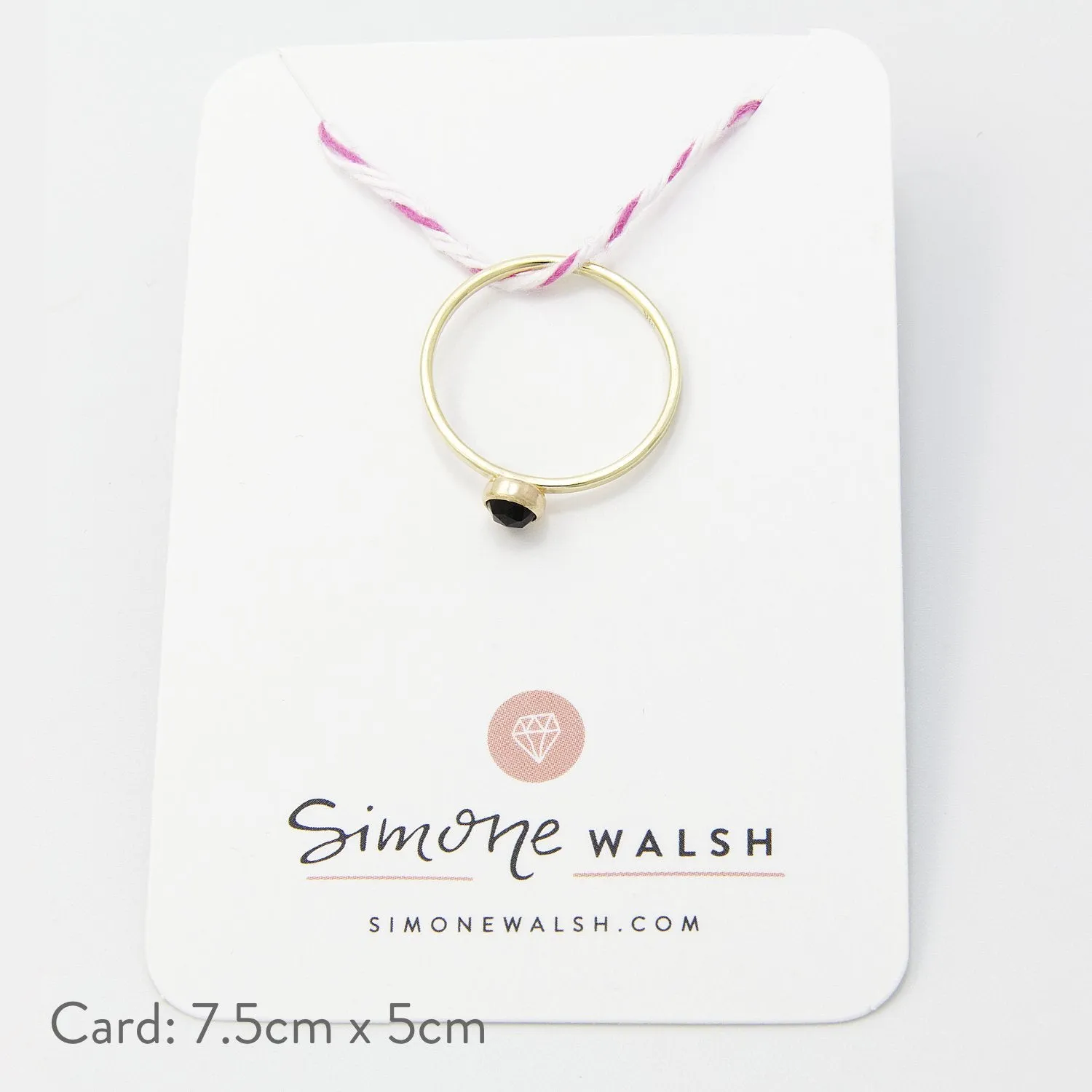 Black Spinel Solid Gold Stacking Ring