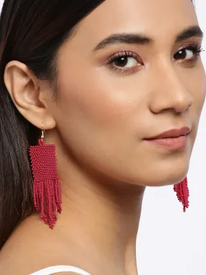 Blueberry red beaded tassel drop earring