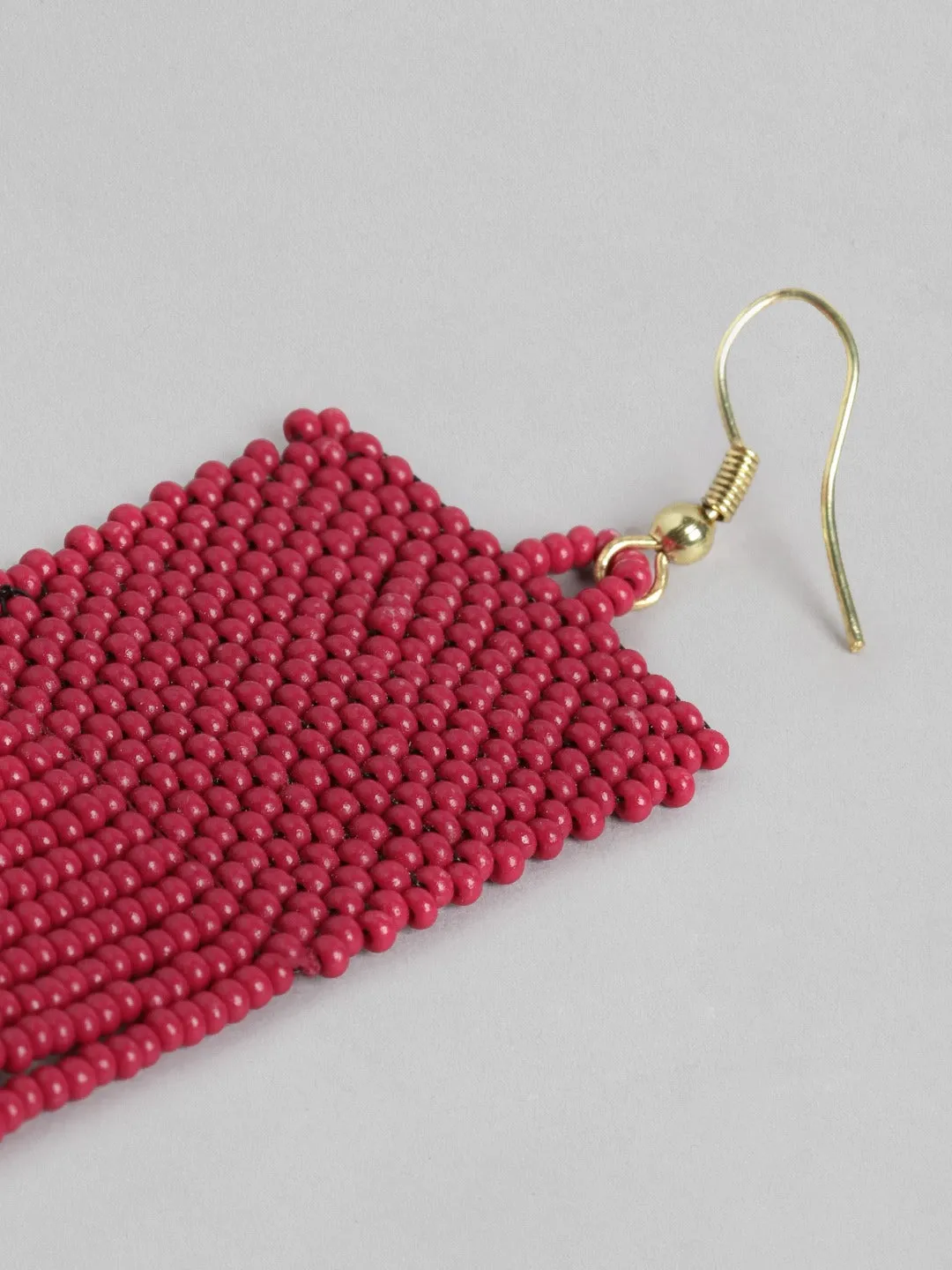 Blueberry red beaded tassel drop earring
