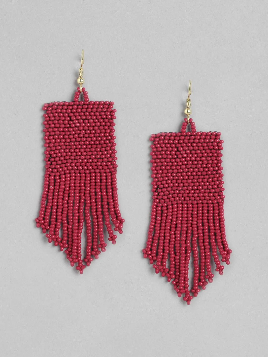 Blueberry red beaded tassel drop earring