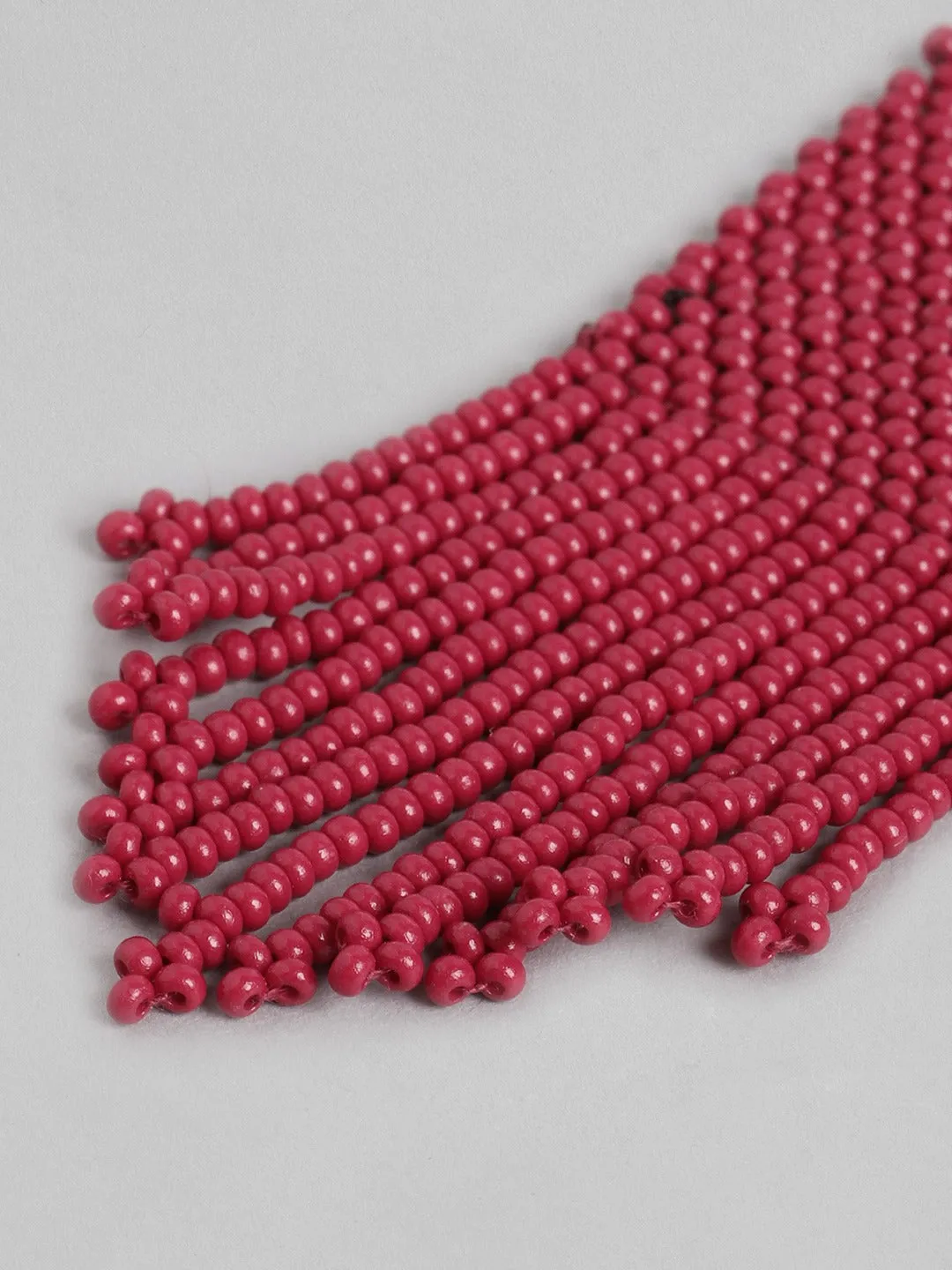 Blueberry red beaded tassel drop earring