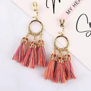 Boho-Style Tassel Women Clip On Earrings