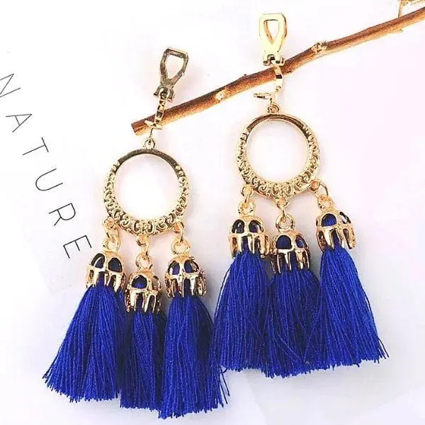 Boho-Style Tassel Women Clip On Earrings