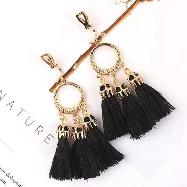 Boho-Style Tassel Women Clip On Earrings