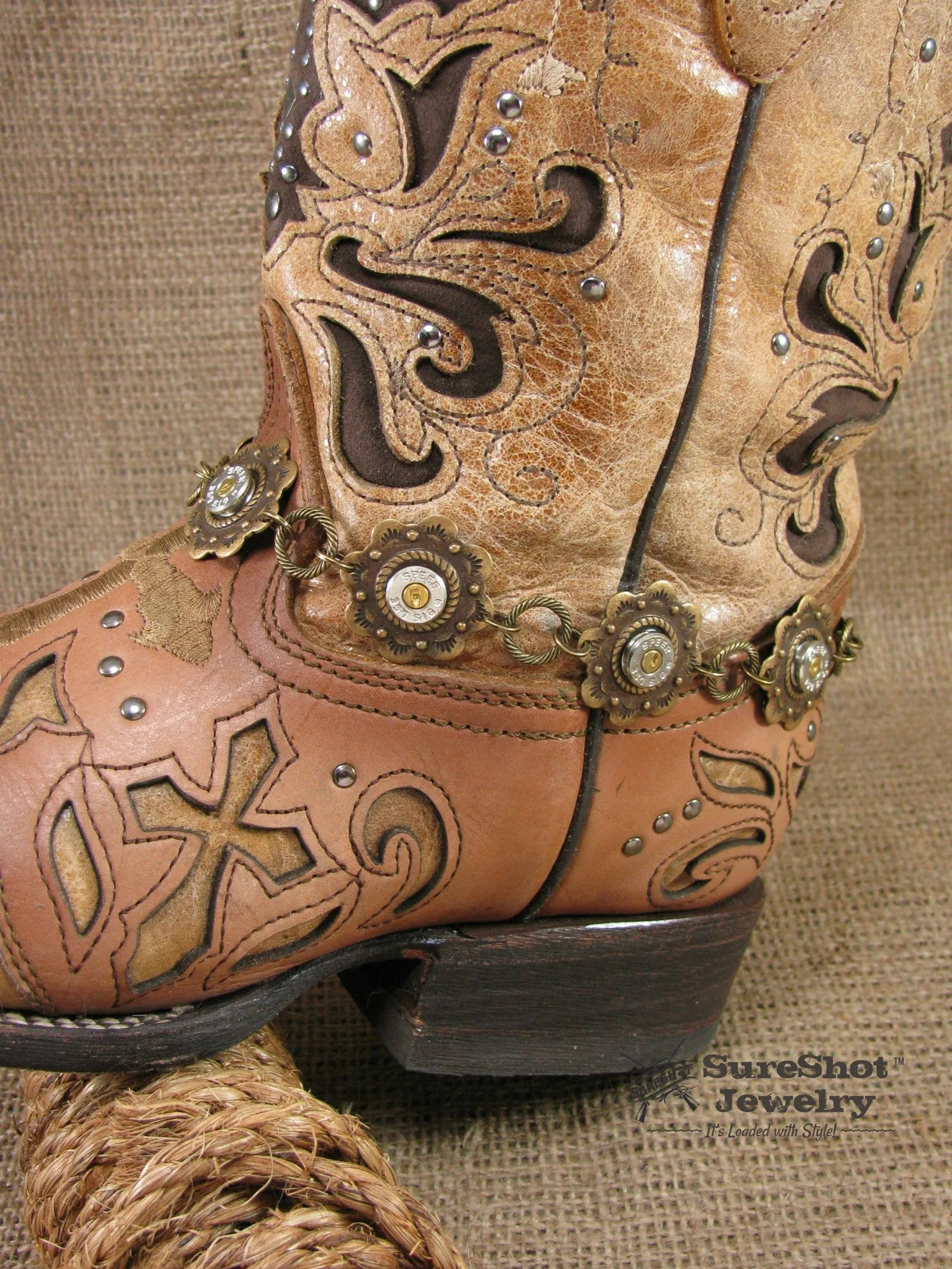 Brass Concho Style Bullet Boot Bracelet
