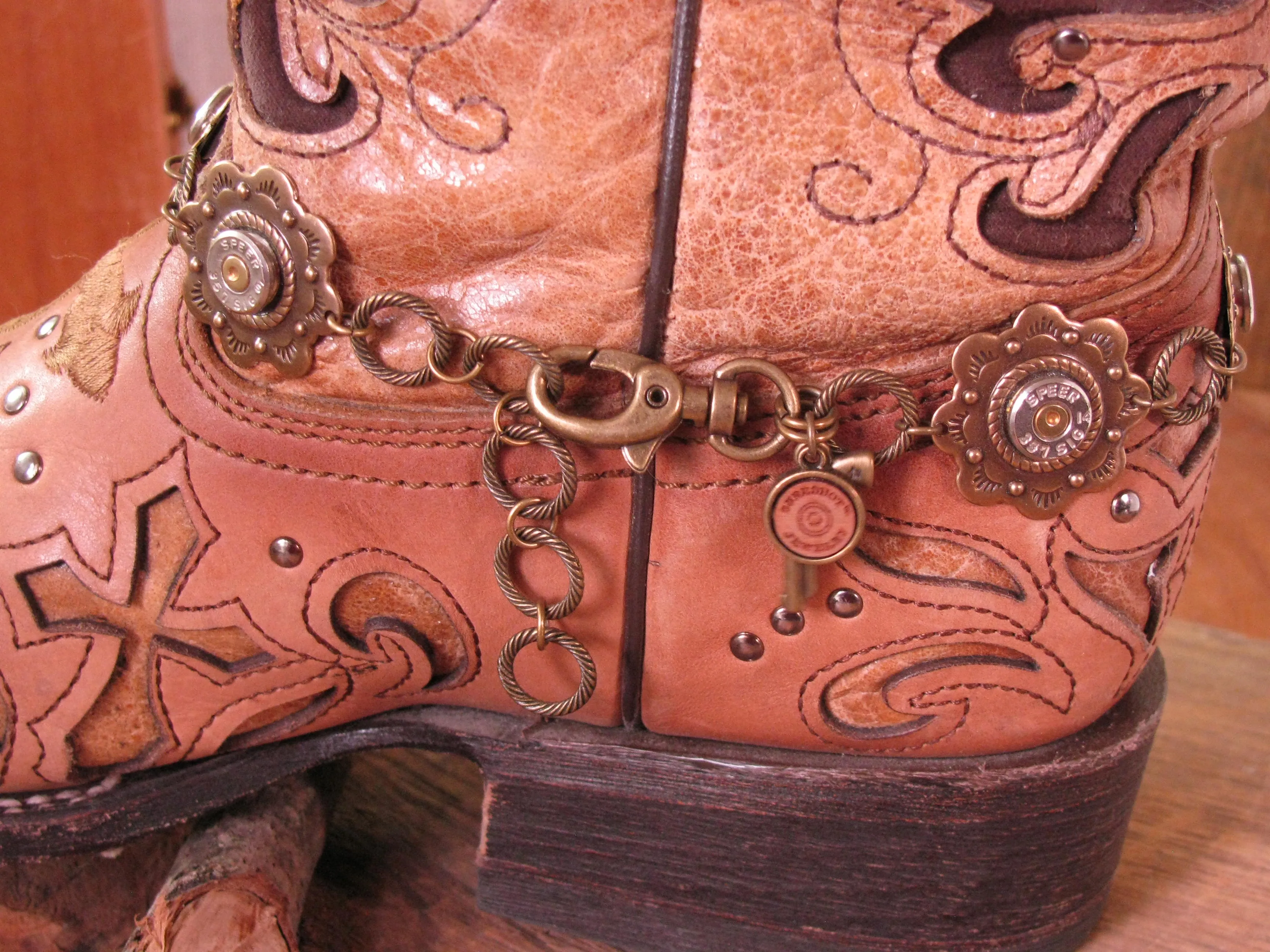 Brass Concho Style Bullet Boot Bracelet