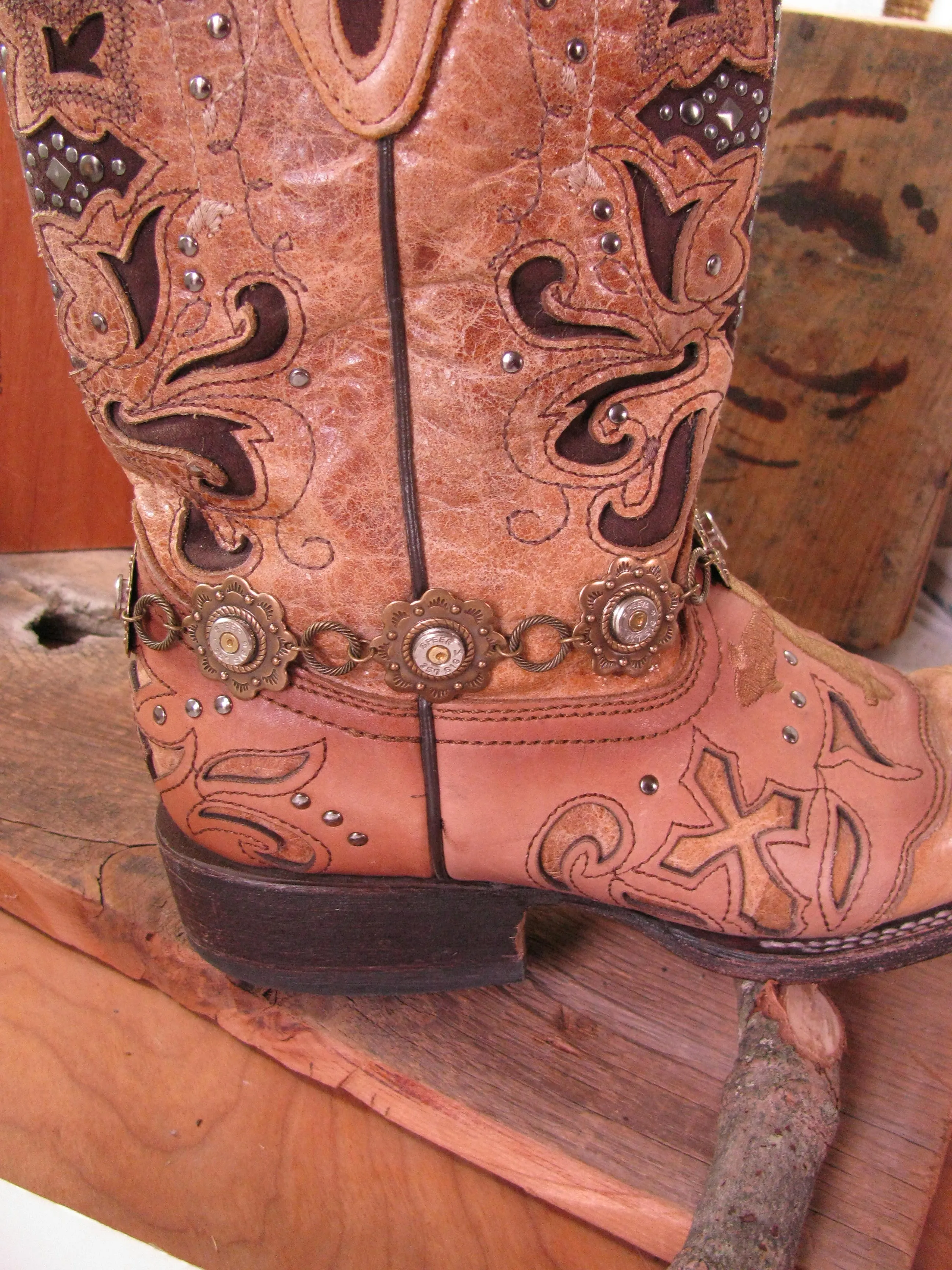 Brass Concho Style Bullet Boot Bracelet