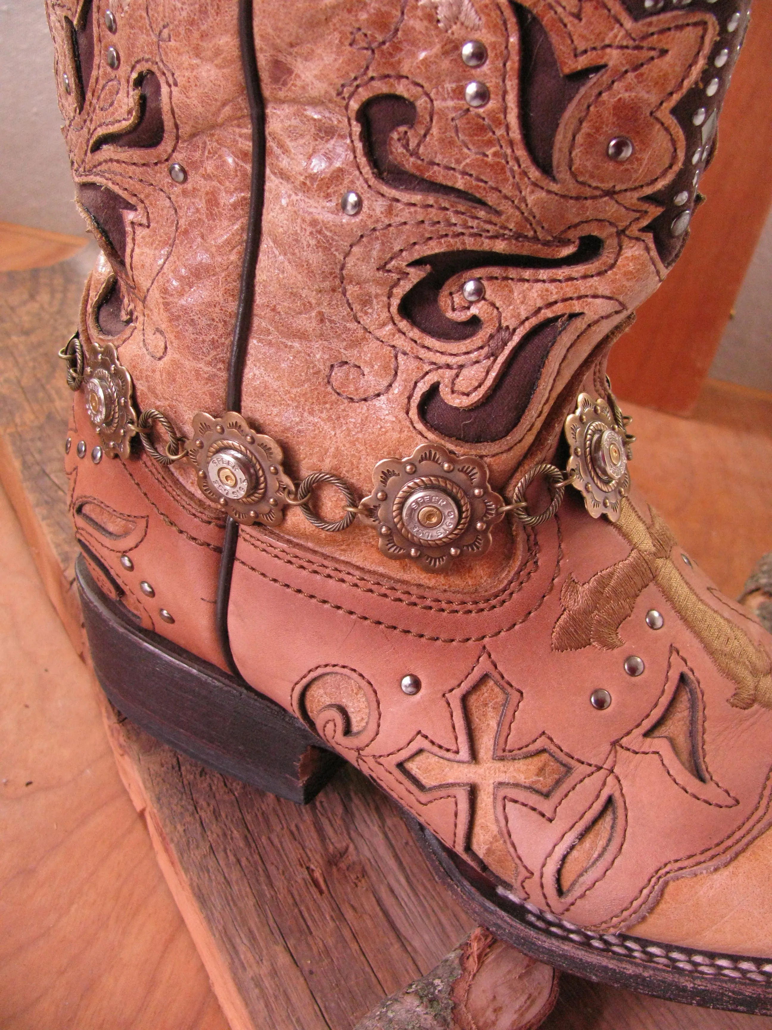 Brass Concho Style Bullet Boot Bracelet