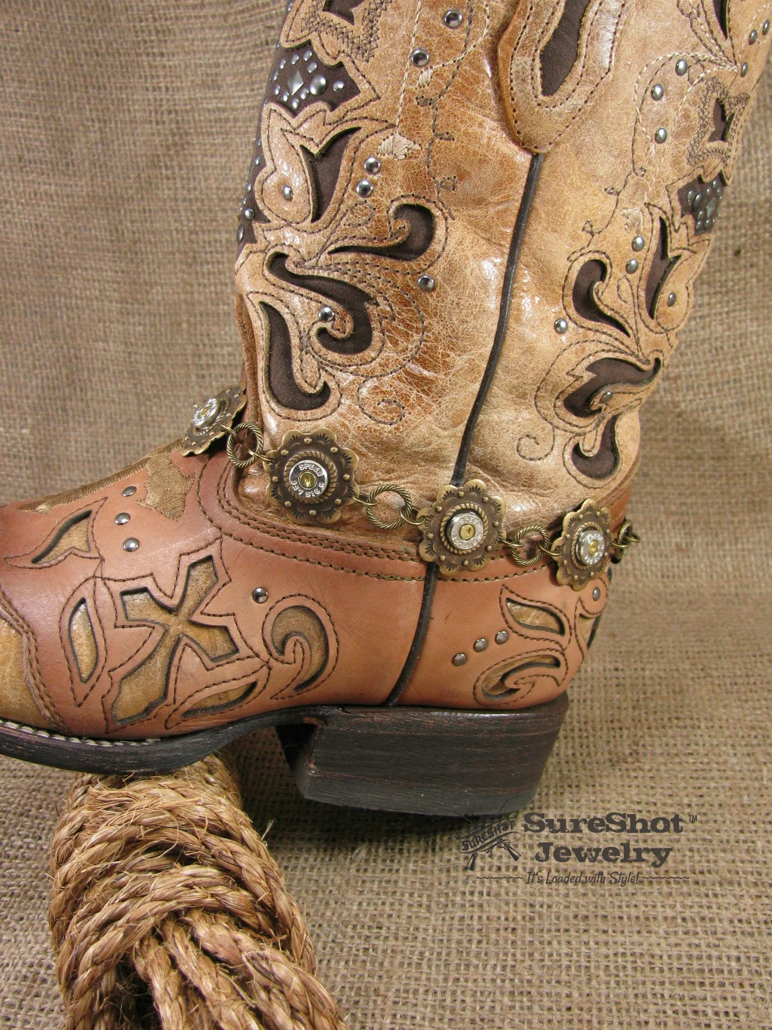 Brass Concho Style Bullet Boot Bracelet