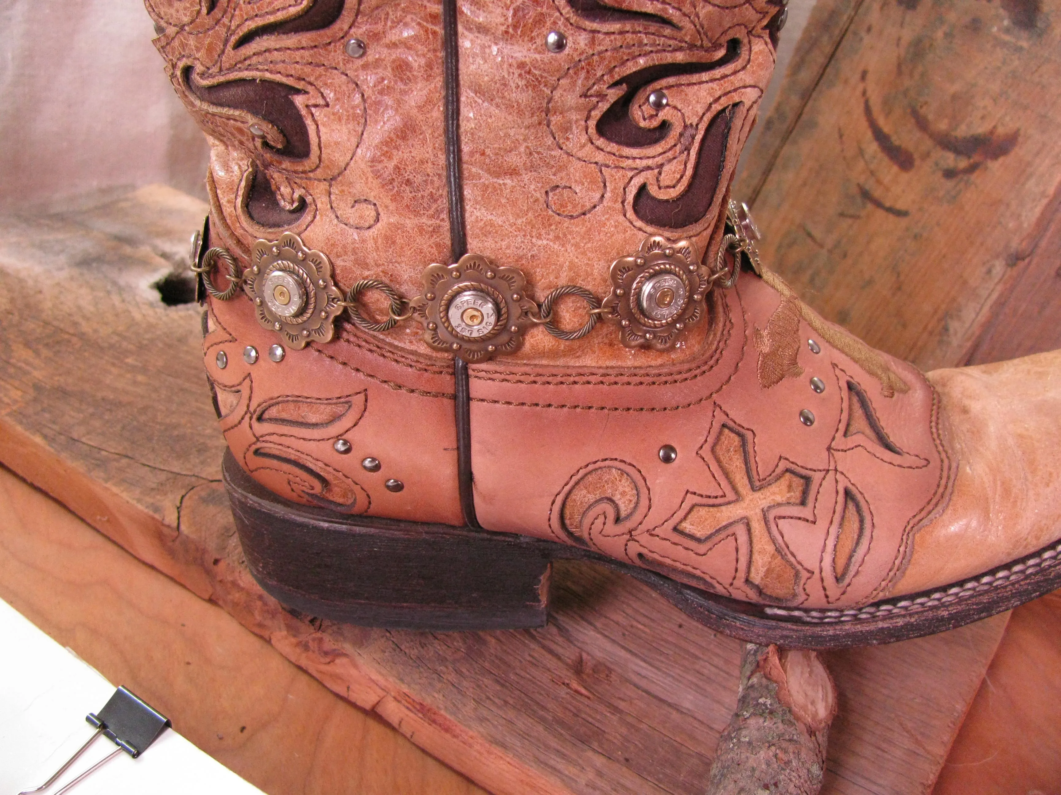 Brass Concho Style Bullet Boot Bracelet