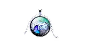 Cabochon Butterfly Pattern Pendant Necklace for Women
