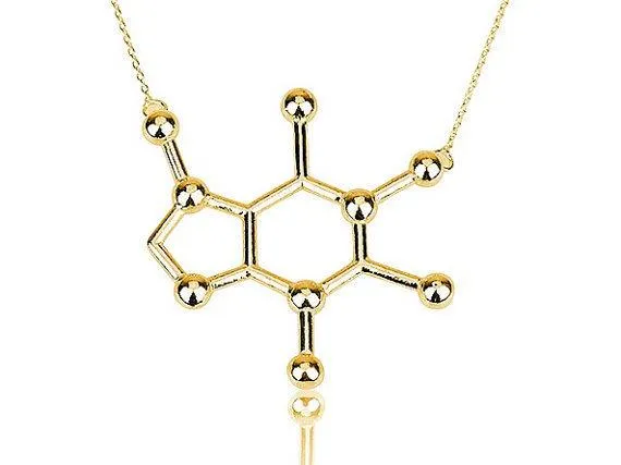 Caffeine Molecule Structure Pendant Necklace