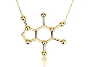 Caffeine Molecule Structure Pendant Necklace
