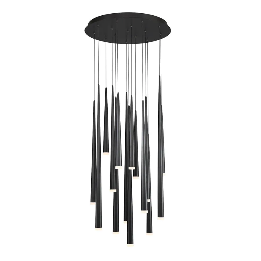 Cascade LED 15 Light Etched Glass Round Chandelier