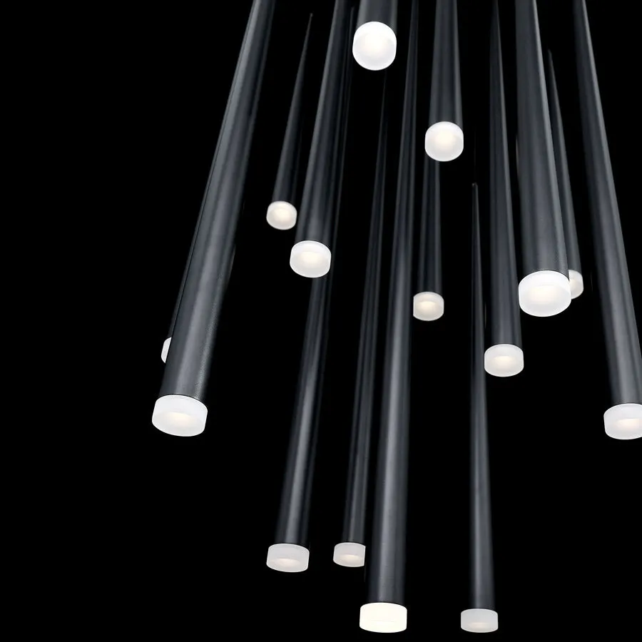 Cascade LED 15 Light Etched Glass Round Chandelier