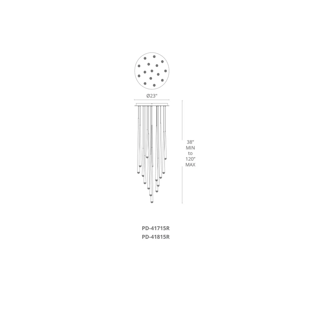 Cascade LED 15 Light Etched Glass Round Chandelier