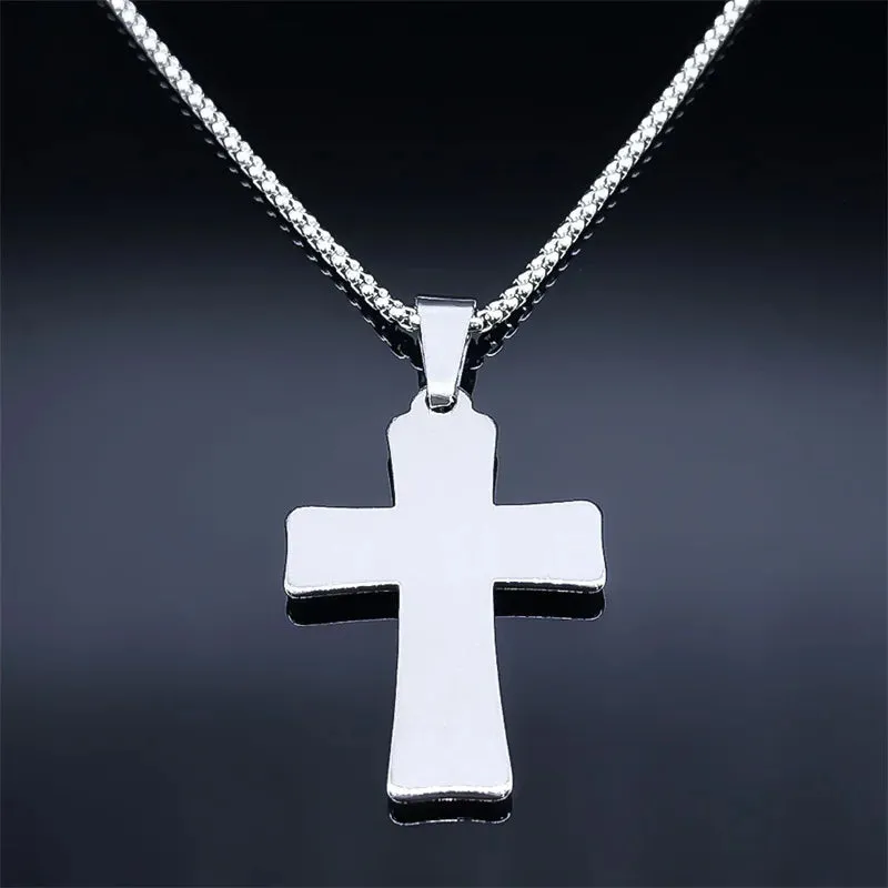 Catholic Cross Necklace for Women/Men Stainless Steel Gold Color Religious Jesus Necklaces
