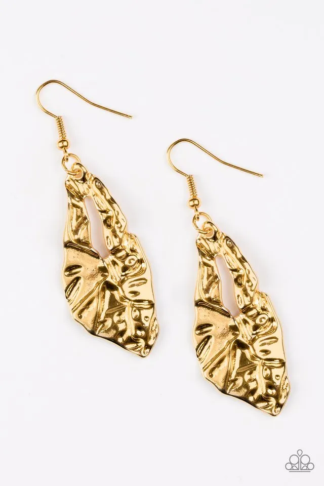 Cave Cavelier Gold Paparazzi Earrings